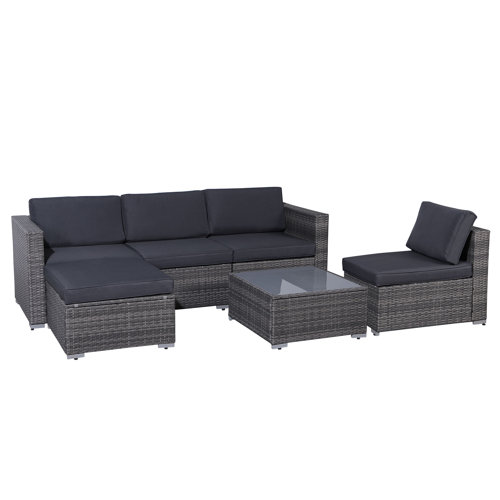 Latitude Run® Lasonya 8 Piece Rattan Sectional Seating Group with Cushions Wayfair Canada
